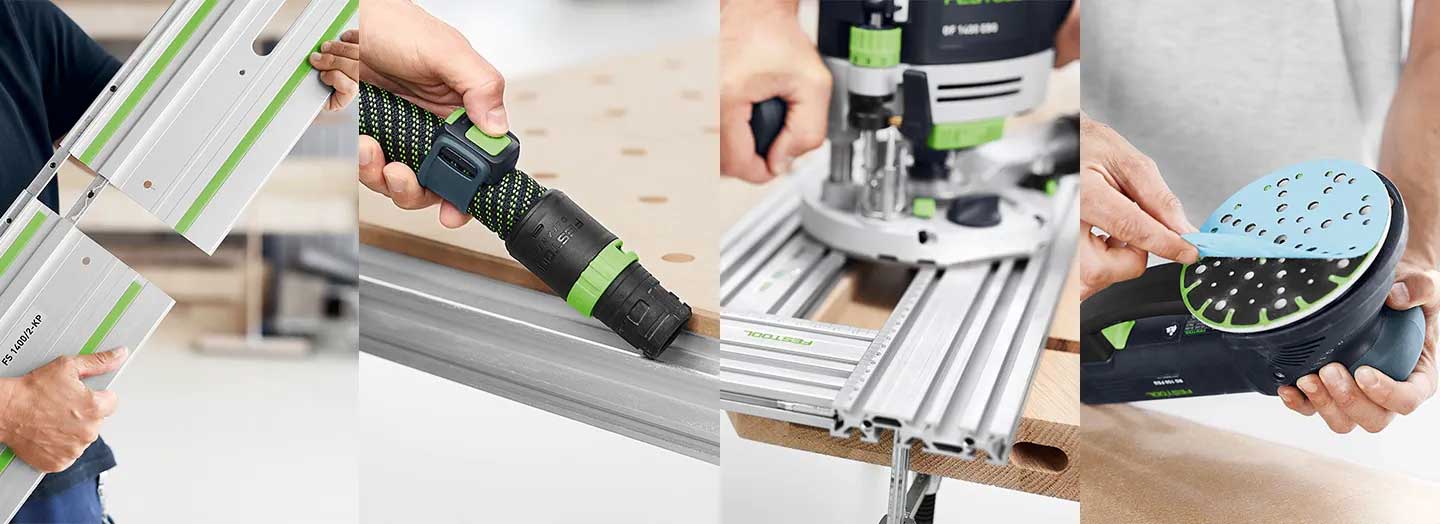 Festool kampanj, på bilden Festools batterimaskiner.